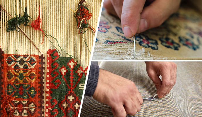Various kinds of rug repairs.