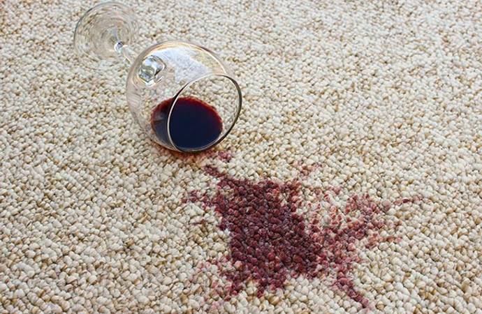 Red wine stain one the rug