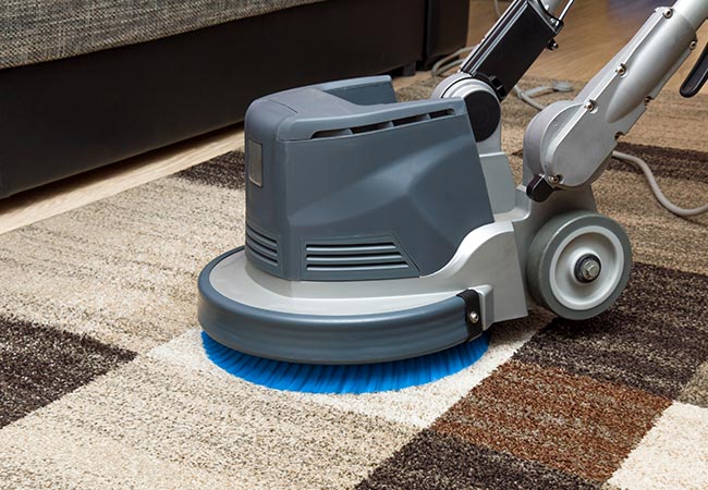 rug chemical cleaning with professionally disk machine