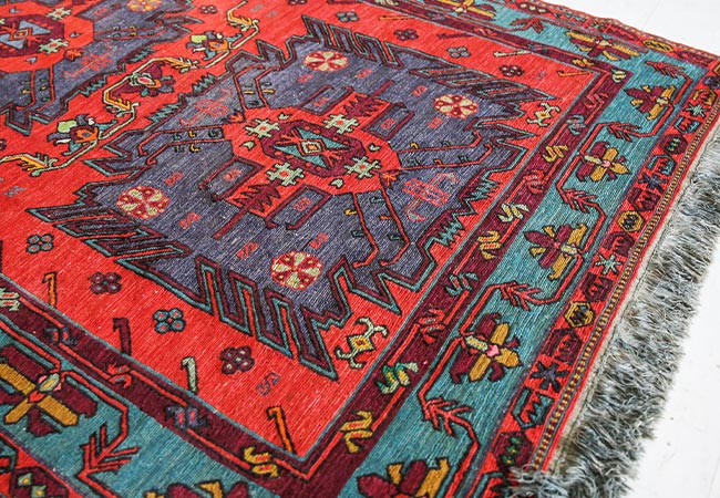 turkish rug multicolored on white floor